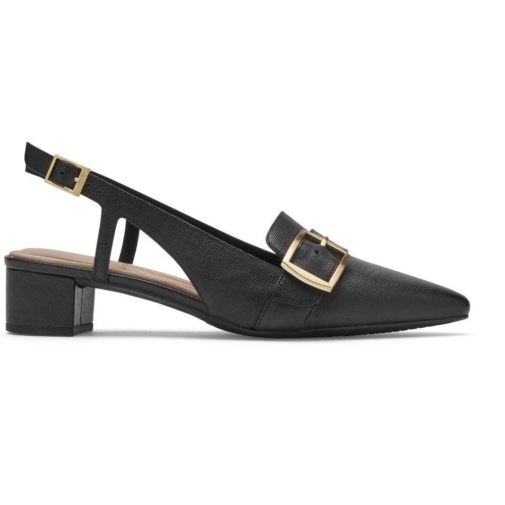 Rockport Total Motion Gracie Buckle Heel - Womens Pumps - Black - NZ (UPL-918643)